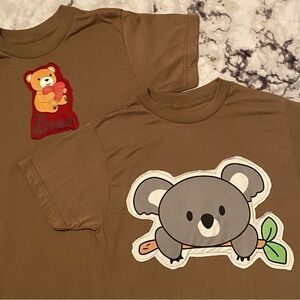 🧸 2 Teddy Bear Brown Koala Patch Tees Tshirts